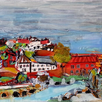 Pintura titulada "La colline de Maiso…" por Muriel Cayet, Obra de arte original, Acrílico