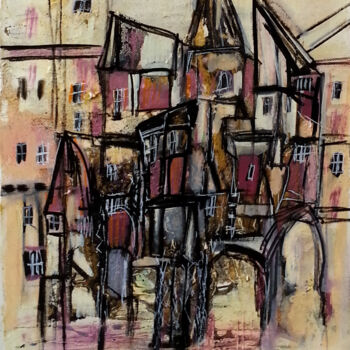 Painting titled "Le village des mauv…" by Muriel Cayet, Original Artwork, Acrylic