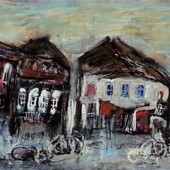 Painting titled "Le pays des pierres…" by Muriel Cayet, Original Artwork, Acrylic