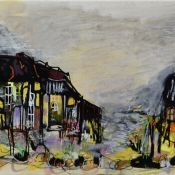 Painting titled "Chaque maison garde…" by Muriel Cayet, Original Artwork, Acrylic