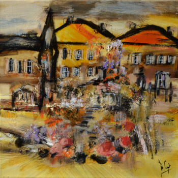 Painting titled "Balade villageoise" by Muriel Cayet, Original Artwork, Acrylic