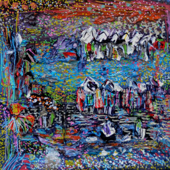 Schilderij getiteld "Fiesta della marina" door Muriel Cayet, Origineel Kunstwerk, Acryl