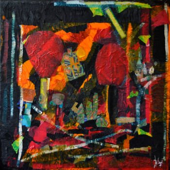Peinture intitulée "Un tapis d'arbres r…" par Muriel Cayet, Œuvre d'art originale, Autre
