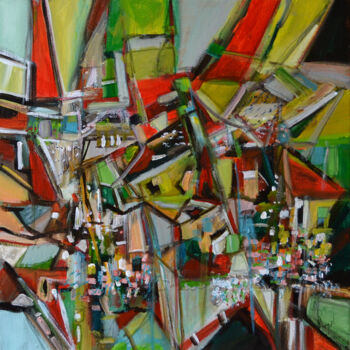 Malerei mit dem Titel "La Rue du Quai" von Muriel Cayet, Original-Kunstwerk, Acryl
