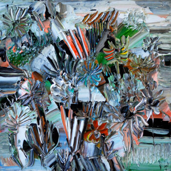 Painting titled "L'art du jardin" by Muriel Cayet, Original Artwork, Acrylic
