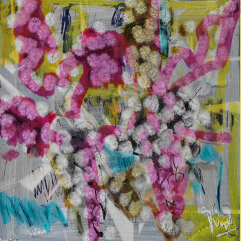 Malerei mit dem Titel "Fleurs en cascades" von Muriel Cayet, Original-Kunstwerk