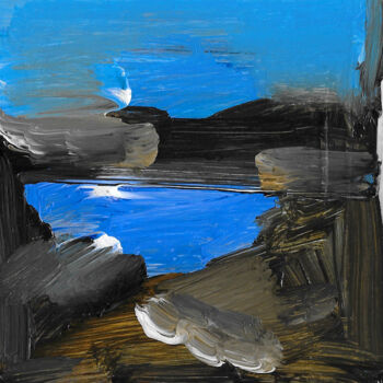 Painting titled "Bleue sur l'horizon" by Muriel Cayet, Original Artwork
