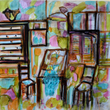 Painting titled "Une boîte de couleu…" by Muriel Cayet, Original Artwork, Acrylic