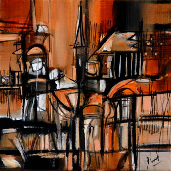 Painting titled "La capitale des cie…" by Muriel Cayet, Original Artwork, Acrylic