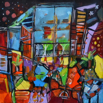 Painting titled "Le patrimoine color…" by Muriel Cayet, Original Artwork, Acrylic