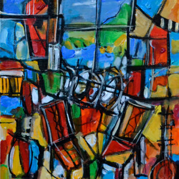 Peinture intitulée "La fenêtre sur le l…" par Muriel Cayet, Œuvre d'art originale, Acrylique