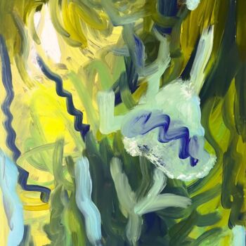 Картина под названием "Fleur bleu" - Muriel Deumie, Подлинное произведение искусства, Акрил Установлен на Алюминий
