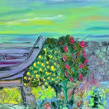 Painting titled "Pause tranquille 2" by Muriel Deumie, Original Artwork, Acrylic Mounted on Wood Stretcher frame