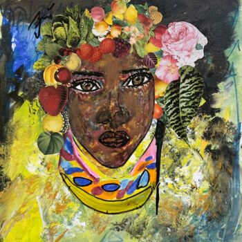 Painting titled "Sélena" by Muriel Deumie, Original Artwork, Acrylic Mounted on Wood Stretcher frame