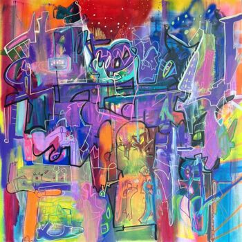 Картина под названием "électron" - Muriel Deumie, Подлинное произведение искусства, Рисунок распылителем краски Установлен н…