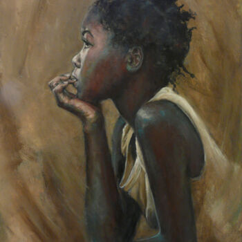 "Portrait jeune Afri…" başlıklı Tablo Muriel Henry tarafından, Orijinal sanat, Petrol Ahşap Sedye çerçevesi üzerine monte ed…