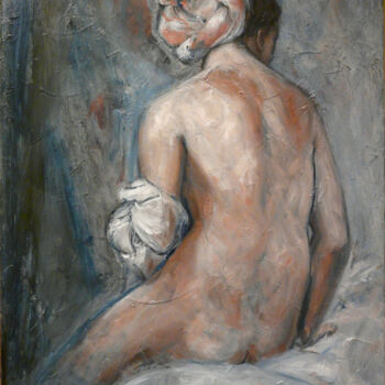 Painting titled "D'après la baigneus…" by Muriel Henry, Original Artwork, Oil Mounted on Wood Stretcher frame