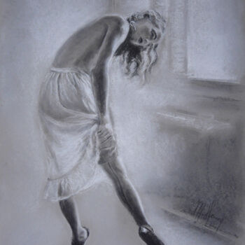 Drawing titled "Le bas" by Muriel Henry, Original Artwork, Pastel