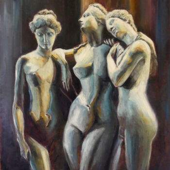 Peinture intitulée "Les trois grâces" par Muriel Henry, Œuvre d'art originale, Huile