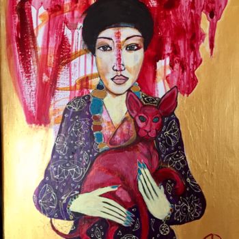 Painting titled "Mademoiselle Chang…" by Muriel Ho Paintings, Original Artwork, Acrylic Mounted on Wood Stretcher frame