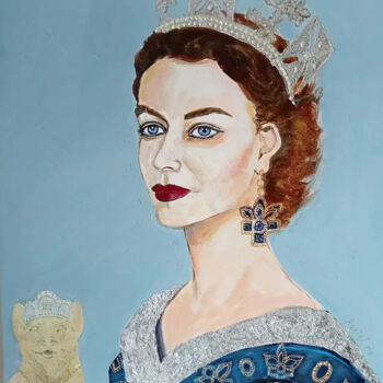 Schilderij getiteld "The Queen" door Muriel Ho Paintings, Origineel Kunstwerk, Acryl Gemonteerd op Frame voor houten brancard