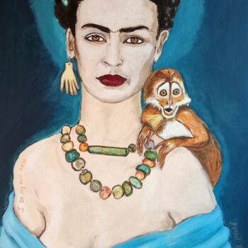 绘画 标题为“Frida Viva la Diva” 由Muriel Ho Paintings, 原创艺术品, 丙烯 安装在木质担架架上