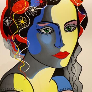 Pintura titulada "Blooming Girl" por Muriel Matt, Obra de arte original, Acrílico