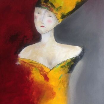 Peinture intitulée "la causeuse jaune" par Muriel Paul, Œuvre d'art originale, Acrylique