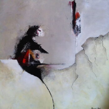 Peinture intitulée "Derrière la montagne" par Muriel Paul, Œuvre d'art originale, Huile