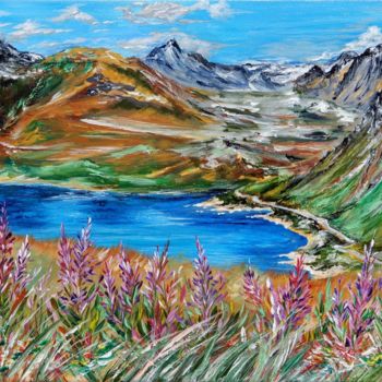 Painting titled "Lac du Mont Cenis" by Muriel Risch, Original Artwork, Acrylic