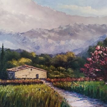 Painting titled "Cabanon provençal" by Muriel Thoreau, Original Artwork, Oil