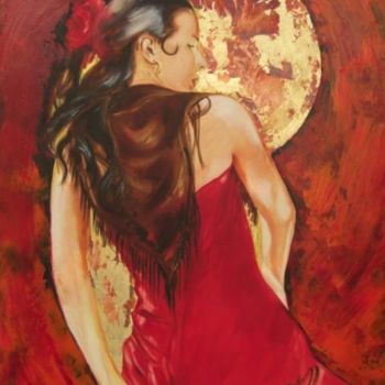 Painting titled "Flamenco mare nostr…" by Muriel Favrin, Original Artwork, Oil