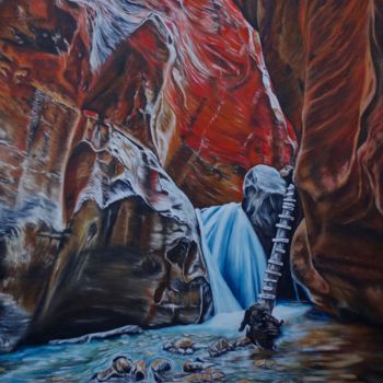 Pintura intitulada "Blue River" por Muriel Besson-Braem, Obras de arte originais, Óleo