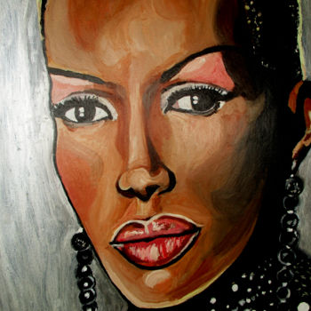 Peinture intitulée "Grace Jones" par Muriel Dupont, Œuvre d'art originale, Huile