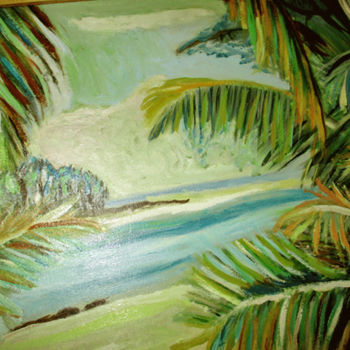 Painting titled "la plage." by Muriel Dupont, Original Artwork, Oil