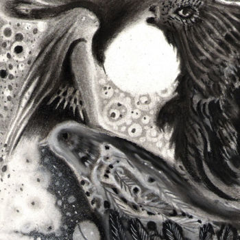 「FUSAIN 3」というタイトルの描画 Muriel Gabilanによって, オリジナルのアートワーク, 木炭