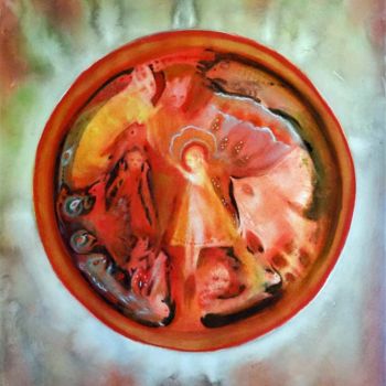 Pittura intitolato "Coeur de tomate 2017" da Muriel Gabilan, Opera d'arte originale, Inchiostro