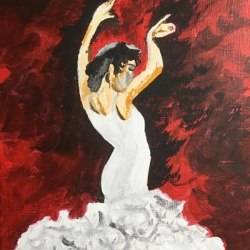 Painting titled "Flamenco 2" by Murielle Lucie Clément, Original Artwork, Acrylic