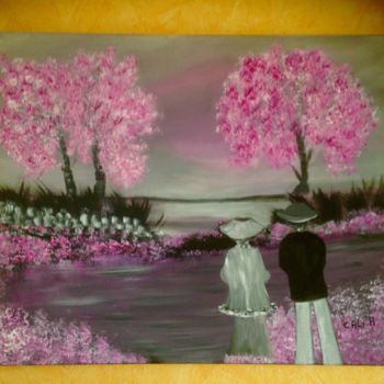 Painting titled "Eclat rose" by Cali.H, Original Artwork, Acrylic