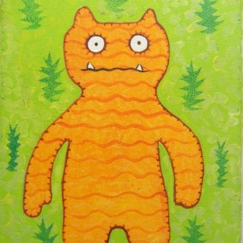 Peinture intitulée "le chat tigre" par Murielle Coignec, Œuvre d'art originale