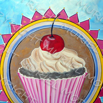 「Cupcake Supremacy 2」というタイトルの絵画 Mimi Bondiによって, オリジナルのアートワーク, オイル