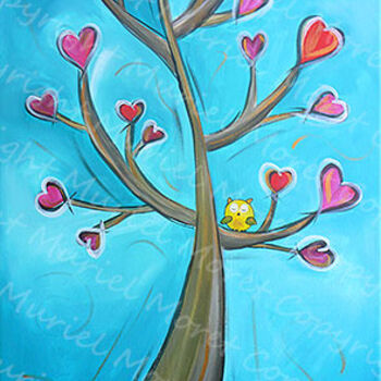 Pintura intitulada "The Love Tree" por Mimi Bondi, Obras de arte originais, Óleo
