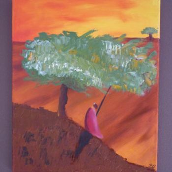 Pintura intitulada "Sage africain" por Murphye, Obras de arte originais, Óleo