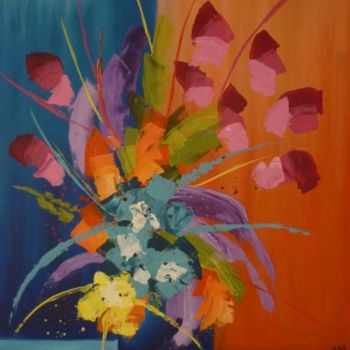 Peinture intitulée "Bouquet de fleurs" par Murphye, Œuvre d'art originale, Huile