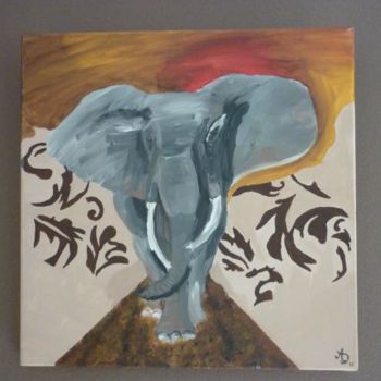 제목이 "Charge d'éléphant"인 미술작품 Murphye로, 원작, 기름