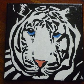 Schilderij getiteld "Tigre blanc" door Murphye, Origineel Kunstwerk, Olie
