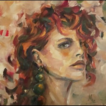 "Kızıl saçlı kadın" başlıklı Tablo Mürşide Özyonar tarafından, Orijinal sanat, Petrol