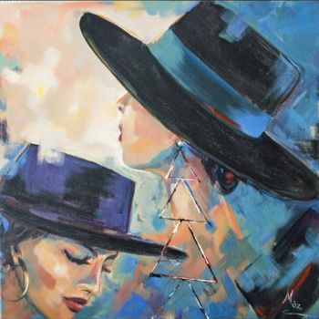 Картина под названием "Hats and women" - Mürşide Özyonar, Подлинное произведение искусства, Акрил Установлен на artwork_cat.
