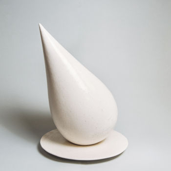 Sculpture titled "White Drop" by Yuriy Musatov, Original Artwork, Ceramics