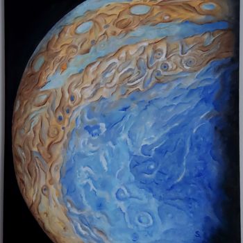 Schilderij getiteld "Jupiter 2" door Sandrine Foltz, Origineel Kunstwerk, Olie